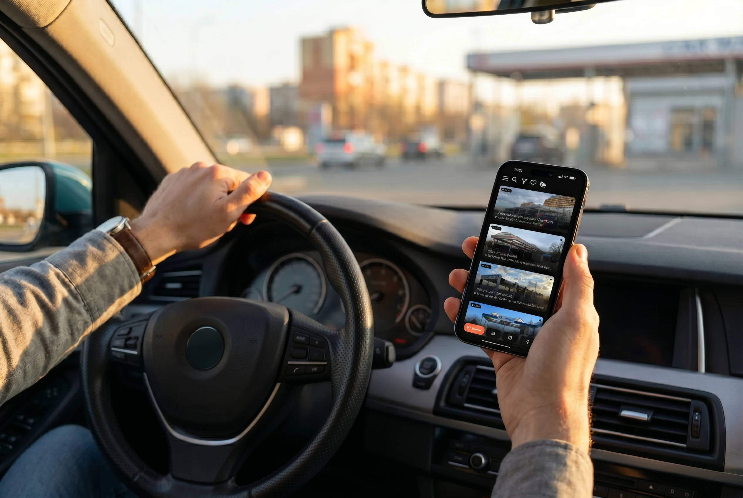 Using the Carwalo app inside a car